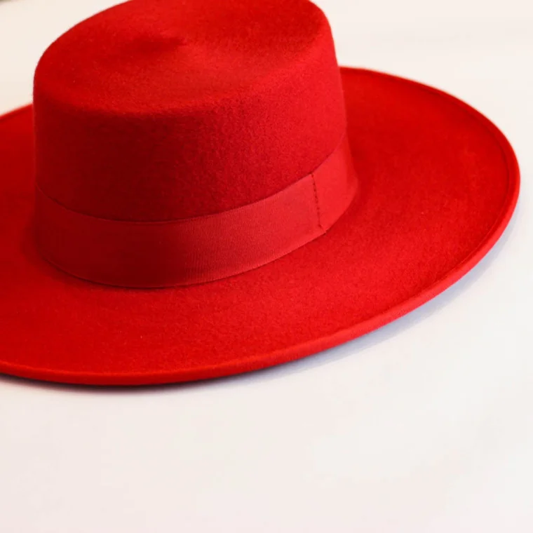 Sombrero Ala Ancha 1ª Lana Rojo